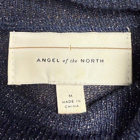 Women’s ANTHROPOLOGIE Savine Turtleneck Navy Semi Sheer Sparkle Sweater- Size M - Picture 5 of 6